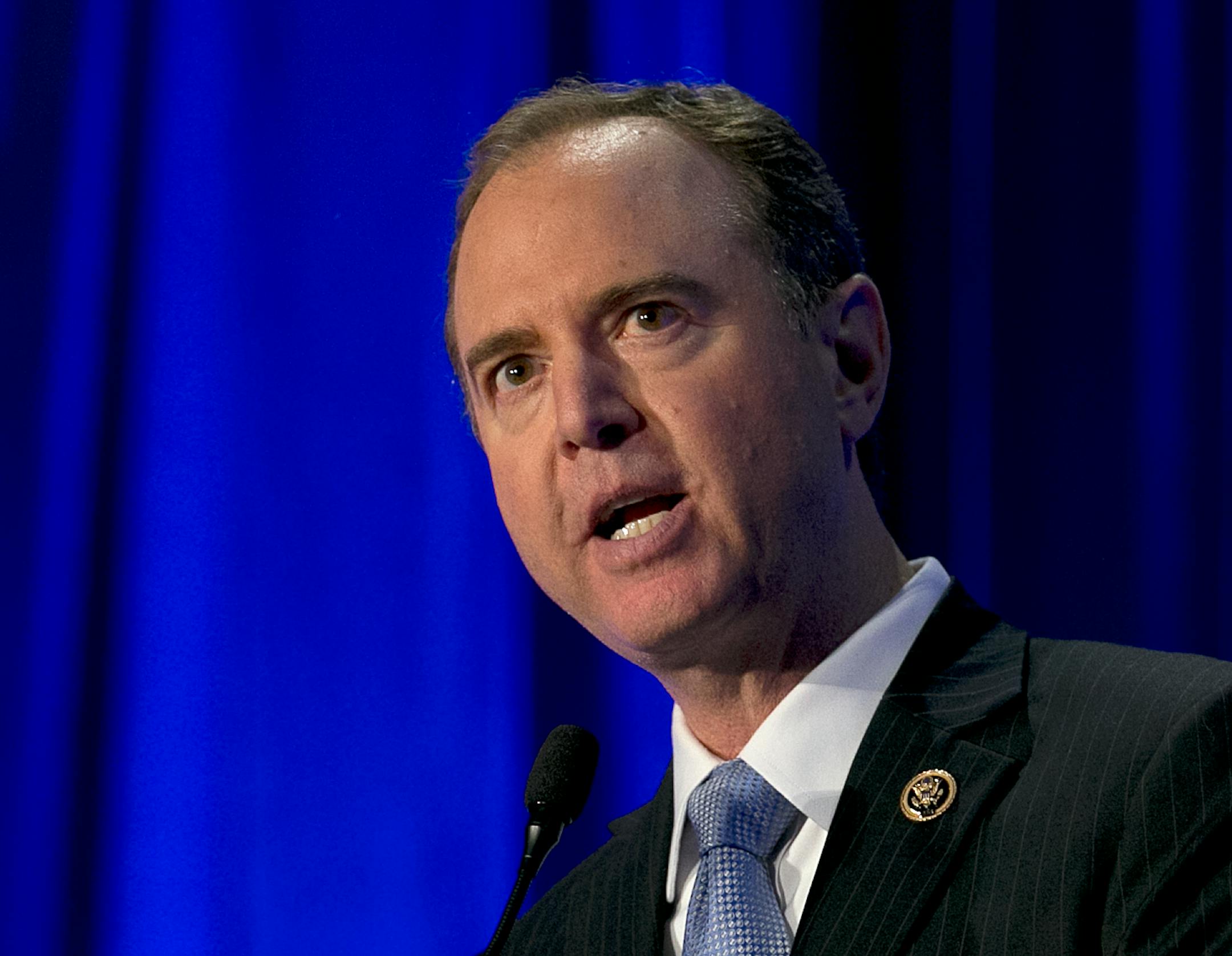 U.S. Rep. Adam Schiff, the ranking Democrat on the House Intelligence Committee addresses the California Democratic Party convention, Saturday, May 20, 2017, in Sacramento, Calif. (AP Photo/Rich Pedroncelli) ORG XMIT: CARP127