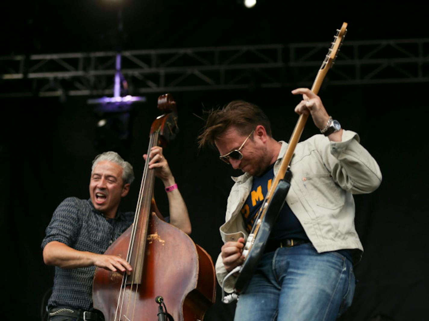 JD McPherson, right, and his bassist Jimmy Sutton were a big hit at Rock the Garden in June outside Walker Art Center. / Jeff Wheeler, Star Tribune