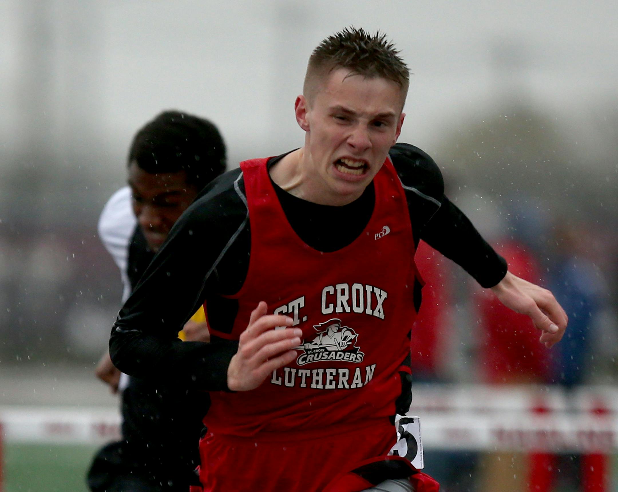 St. Croix Lutheran's Jon Tollefson won the 110-meter hurdles at the Hamline Elite track and field meet a year ago.