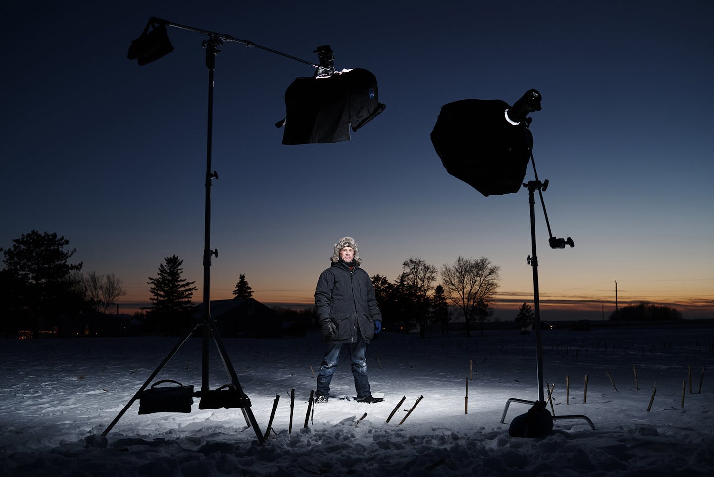 David Bowman, in a self-portrait, frequently takes his work outside.