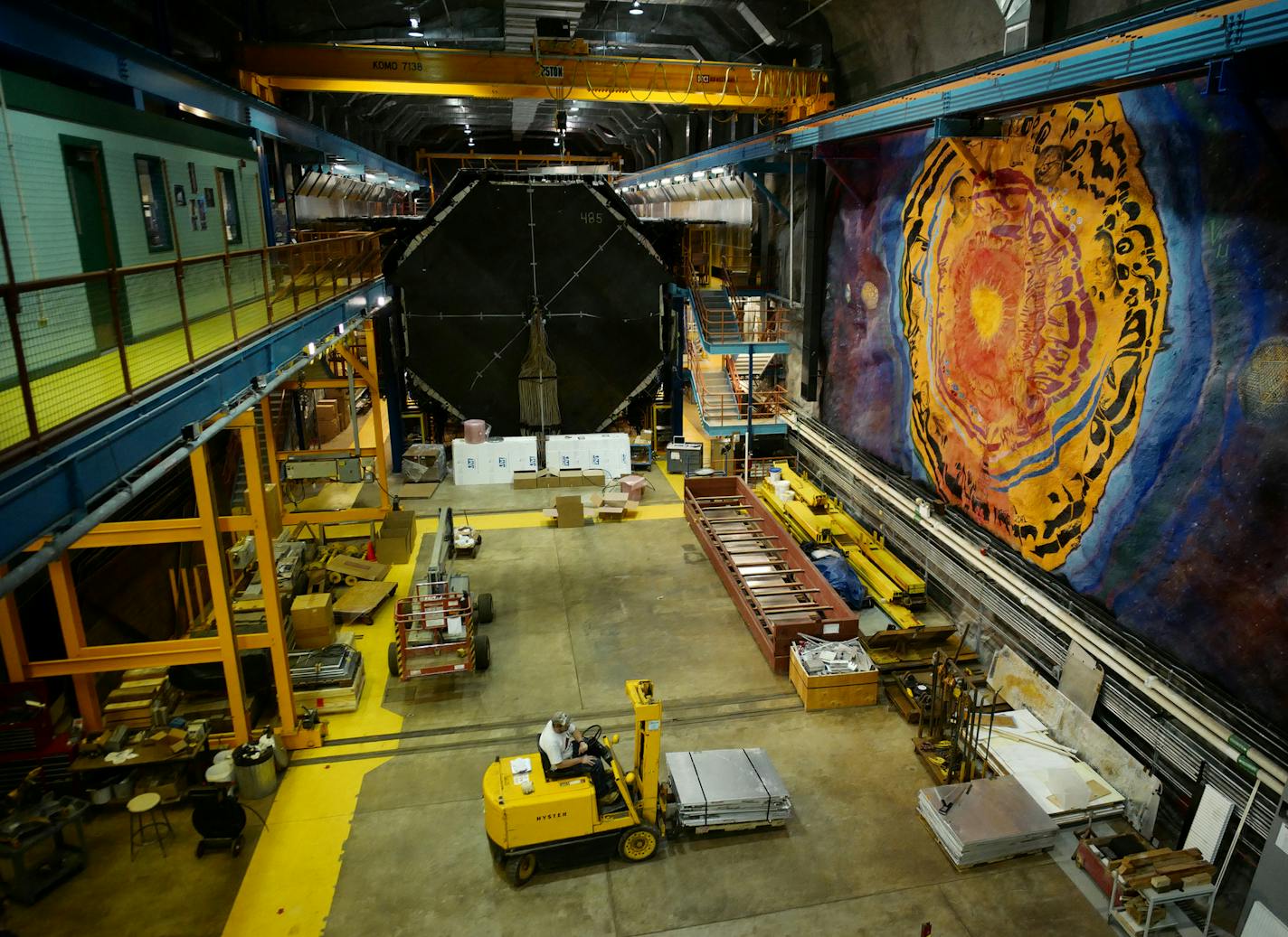 The Sudan Underground Laboratory features a 25 feet by 60 feet mural by artist Joseph Giannetti which celebrates physics research , the beauty of the universe, and the history of Sudan Mine.]In the bottom of the Sudan Mine, there is a lab called MINOS which has been used to search for the elusive subatomic particle called the neutrino. The lab is shutting down after the experiment has been operational since 2005. Richard Tsong-taatarii@startribune.com