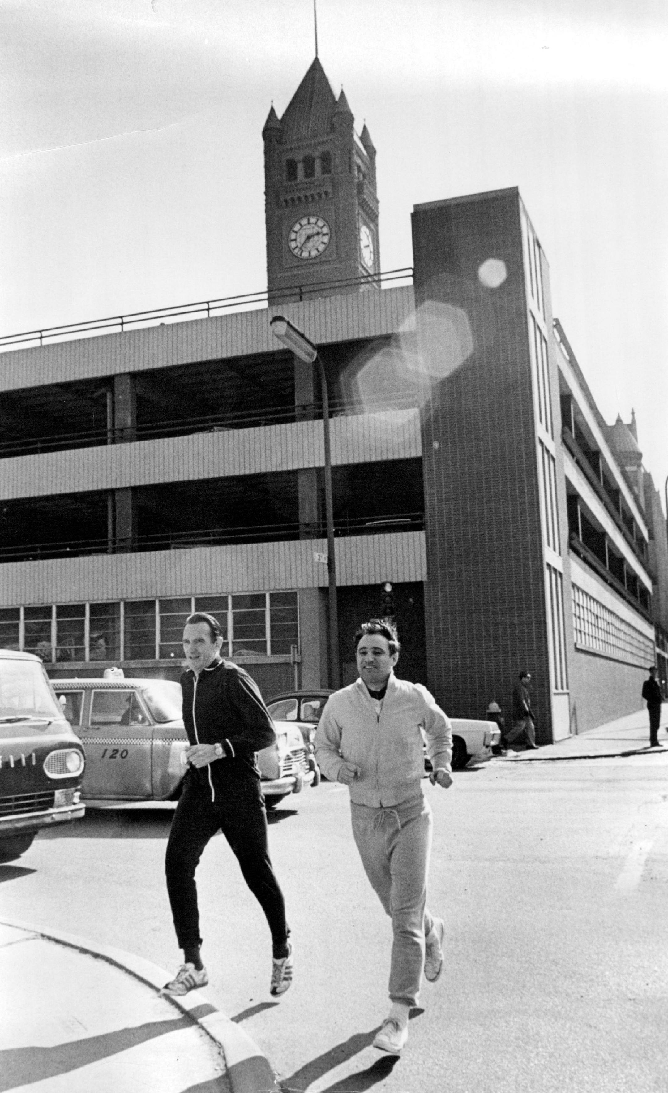 March 24, 1970 Bill Emmerton, Jogger - With Jim Klobuchar The self-confessed world's most relentless jogger showed up at the Minneapolis courthouse with his striped long distance shoes, running in place as we shook hands in front of the Father of Waters. "Except for crowded elevators and telephone booths," explained Bill Emmerton, a 50-year-old Australian marathon professional, "I almost never stop running once I get into my striding togs. I hate to lose momentum, even here in your county jail." March 23, 1970 Jack Gillis, Minneapolis Star Tribune
