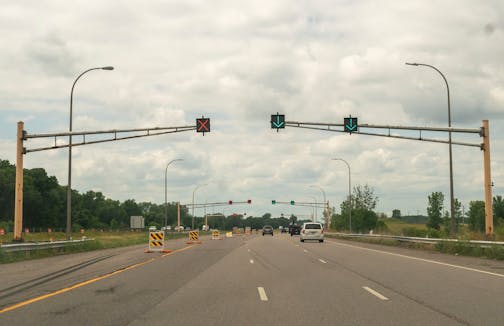 A section of I-94 highway near Monticello that functions as a test track for different driving surfaces on Wednesday, July 7, 2021, in Monticello. Drivers are unknowingly helping MnROAD test different driving surfaces by driving on the test track portion of the highway. ] ANTRANIK TAVITIAN • anto.tavitian@startribune.com