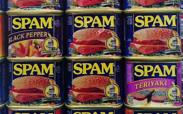Assorted flavors of Spam cans.
