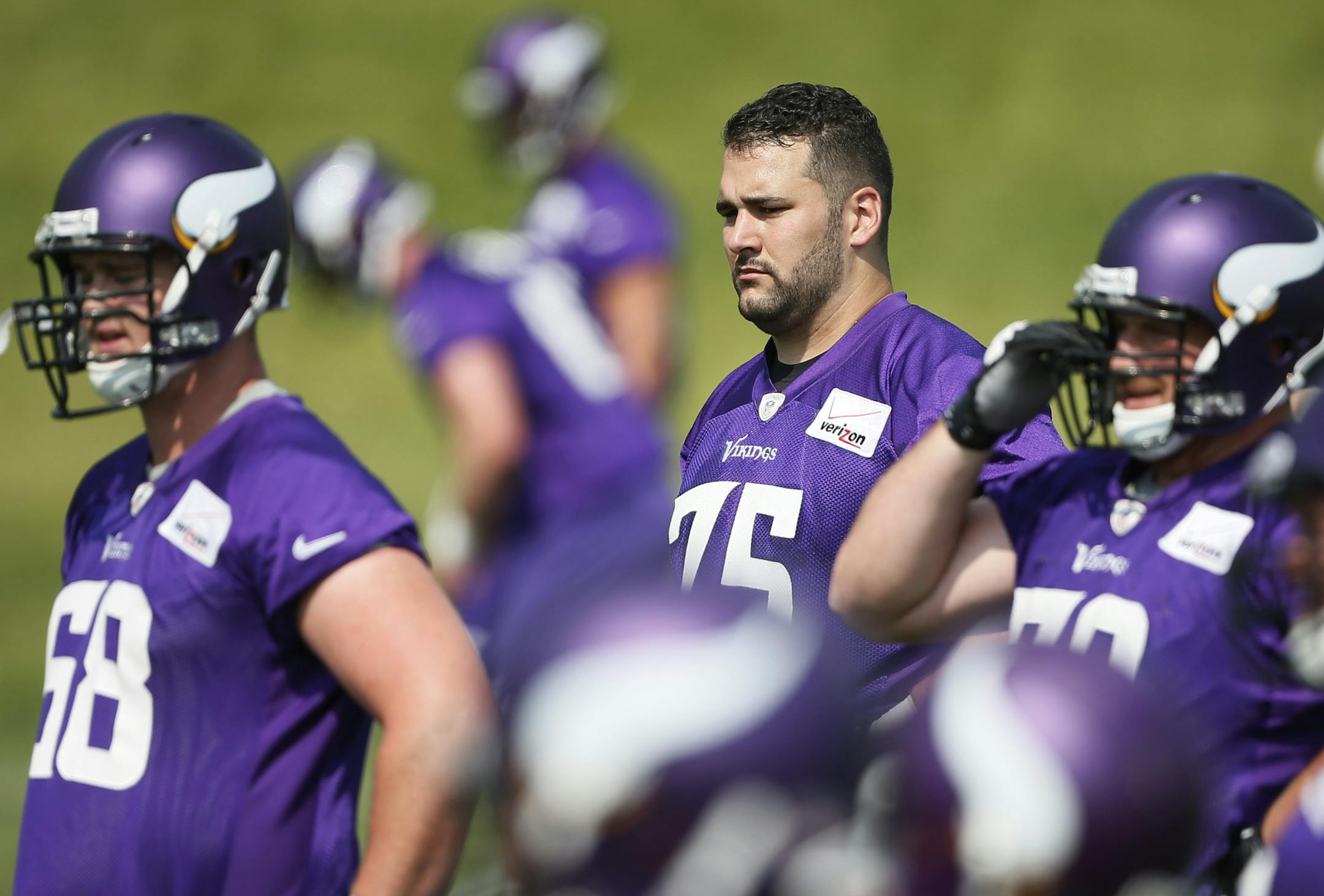 Vikings lineman Matt Kalil at the Minnesota Vikings OTA practice at Winter Park 2014 in Eden Prairie,MN. ] Jerry Holt Jerry.holt@startribune.com