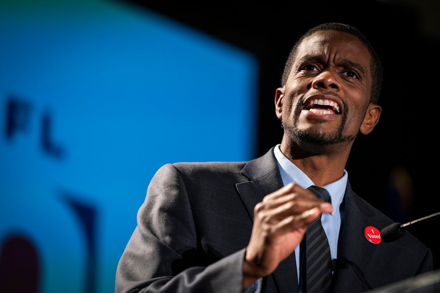 St. Paul Mayor Melvin Carter spoke during the DFL Election Night Watch Party. ] LEILA NAVIDI • leila.navidi@startribune.com