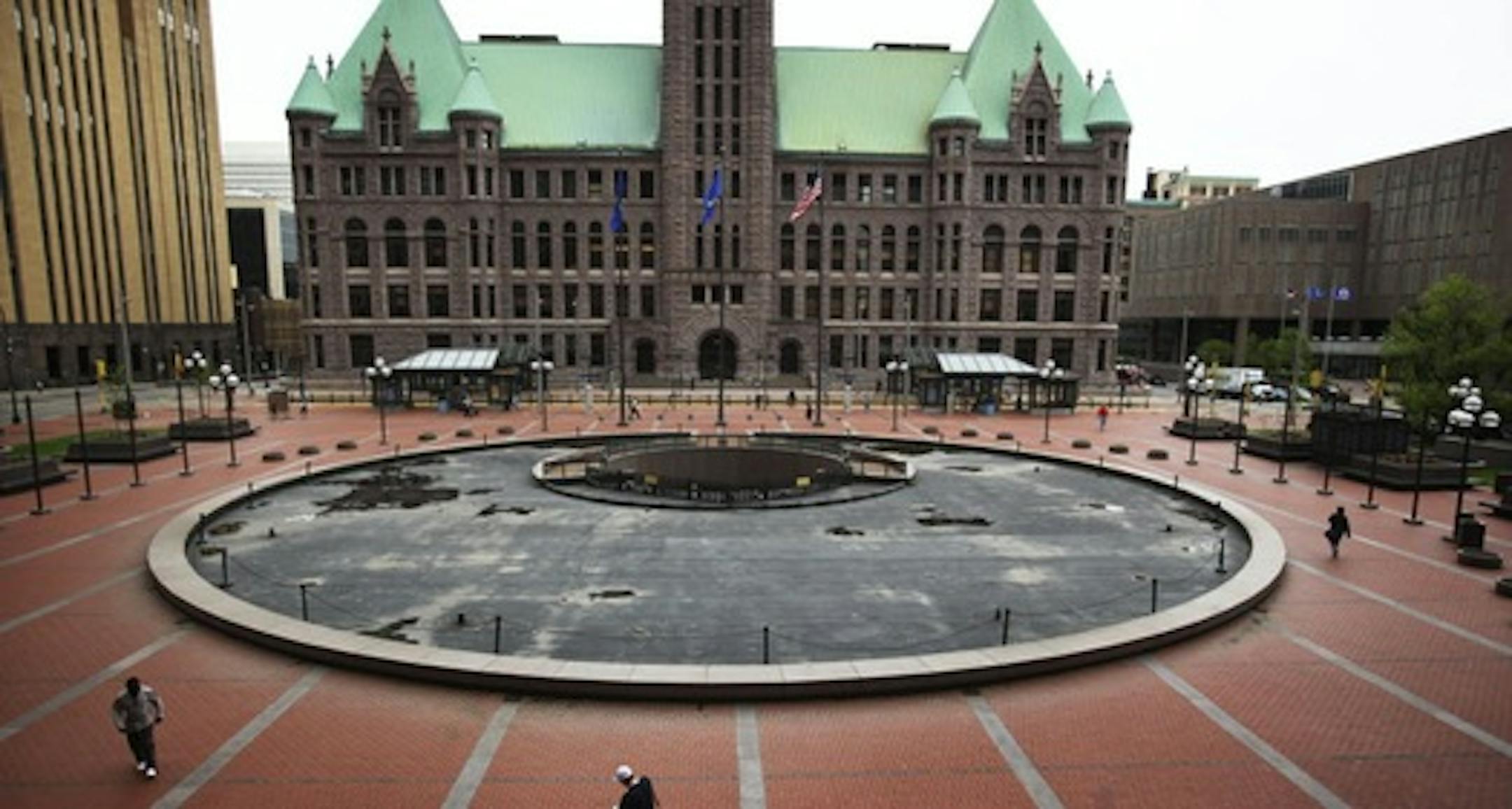 The fountain in the north plaza of the Hennepin County Government Center is "something from East Berlin," retiring Hennepin County Commissioner Rabdy Johnson said.