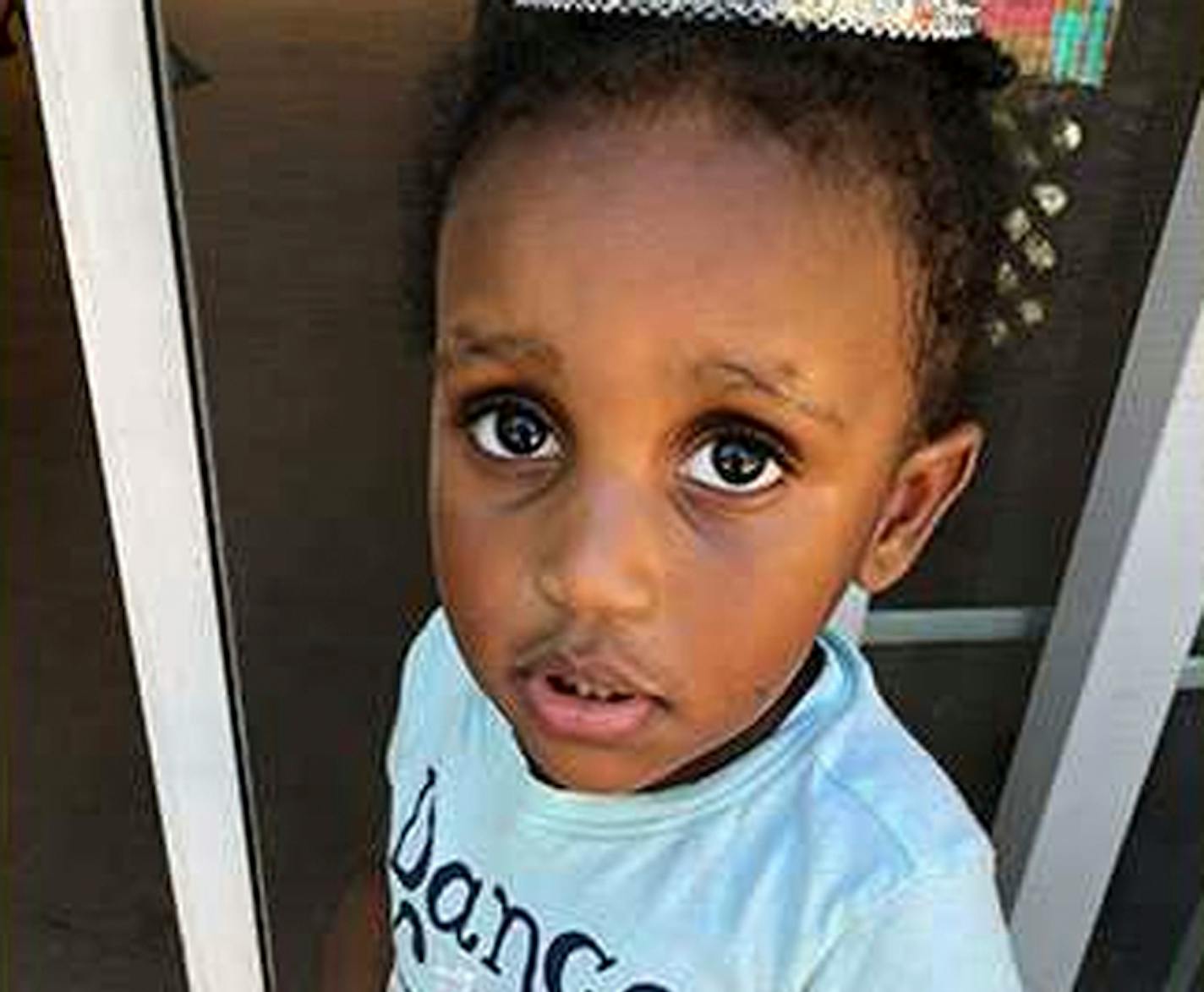 This undated photo provided by the Milwaukee Police Department shows Noelani Robinson. Authorities asked "the entire nation" for help finding a missing 2-year-old girl after the arrest of a man suspected of fatally shooting her mother in Milwaukee this week, the city's police chief said Friday, March 15, 2019. (Milwaukee Police Department via AP)