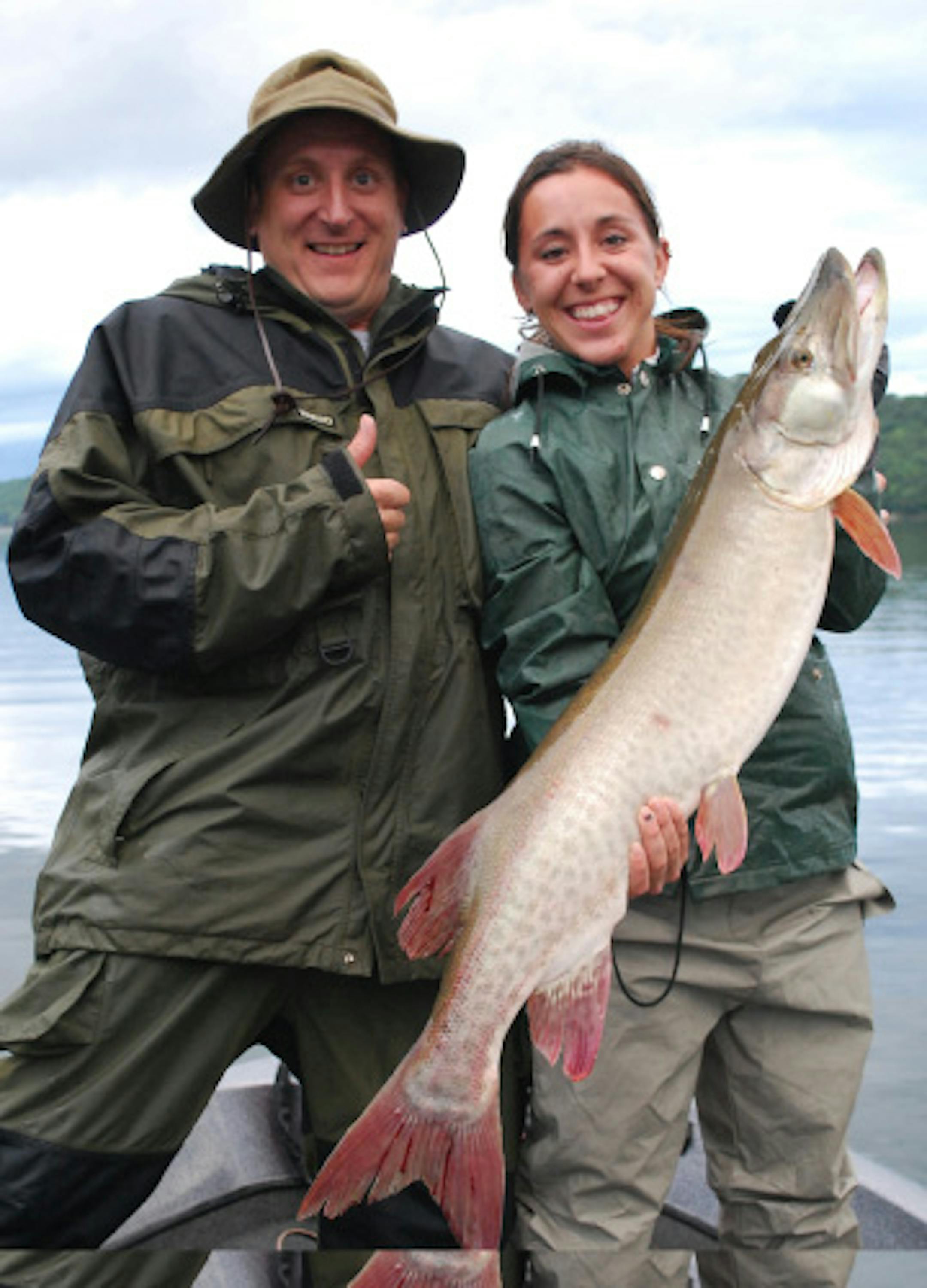 Brianna Carlson of Hastings caught this 46-inch muskie on the St. Croix River. Her dad, Todd Spaeth, also of Hastings, helped net the fish.