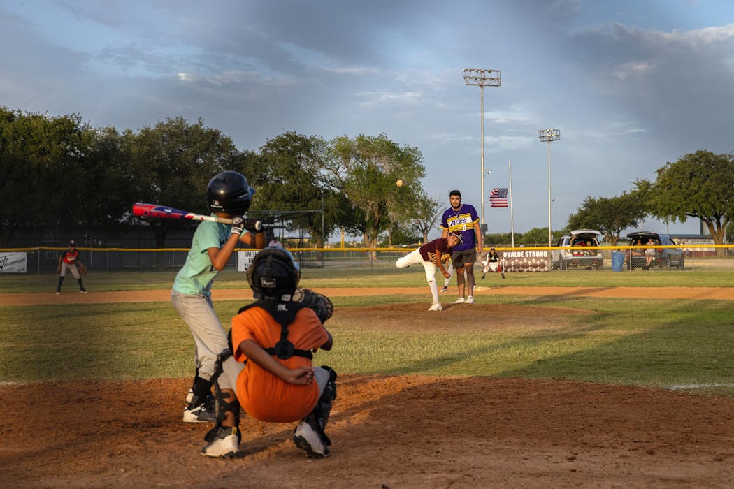 Uvalde Little League players during a scrimmage last week before the weekend’s games.