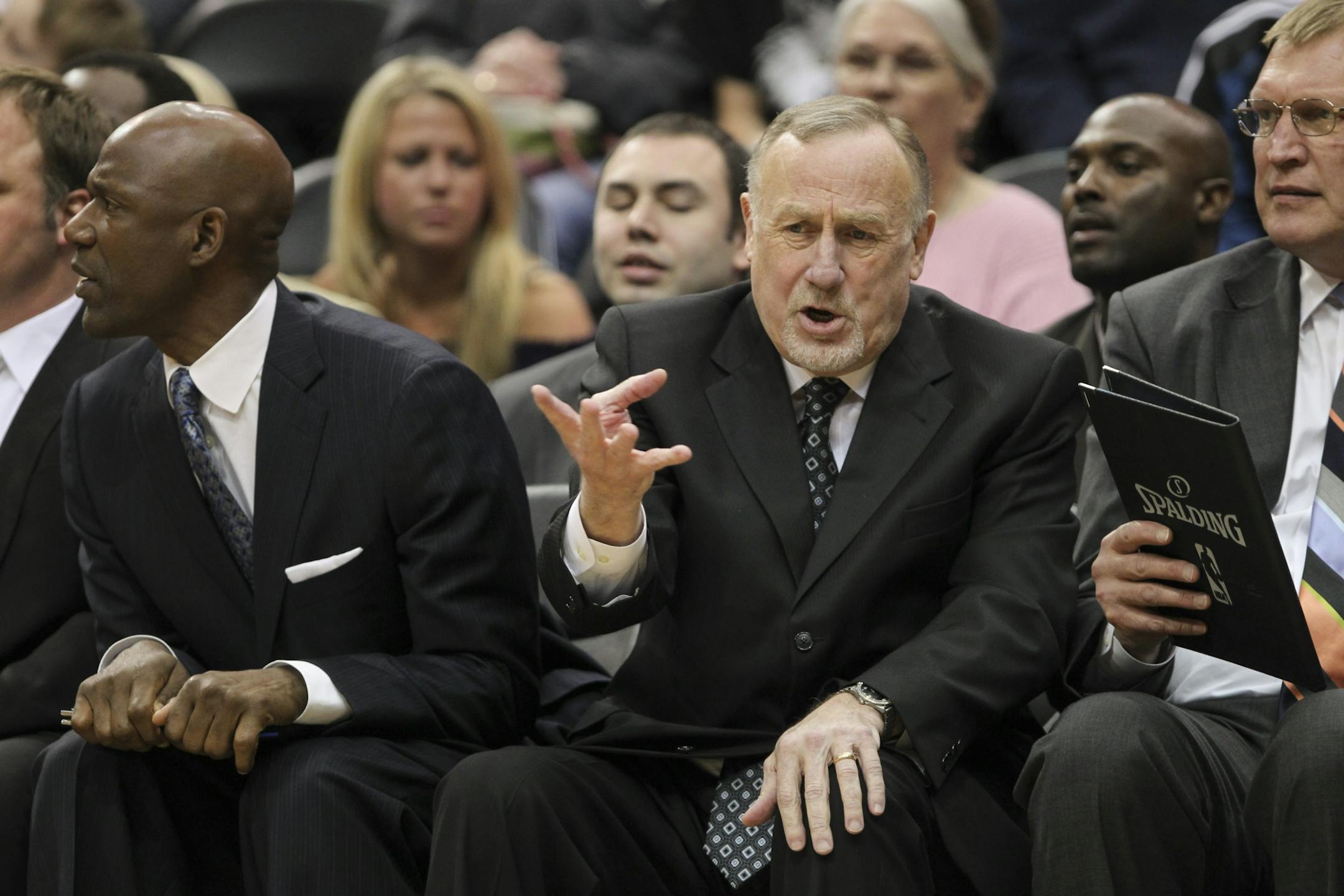 The Minnesota Timberwolves lost 93-88 to the Golden State Warriors in an NBA basketball game Sunday evening, April 22, 2012 at Target Center in Minneapolis, Minn. Minnesota head coach Rick Adelman didn't like what he was seeing as early as the second quarter.