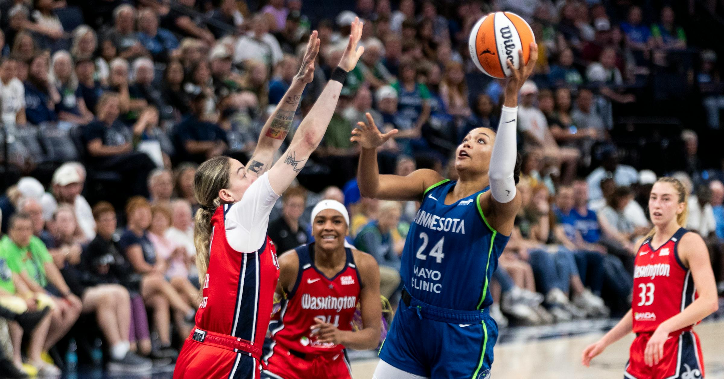 Minnesota Lynx, after a first quarter not like the others, roll against the Washington Mystics