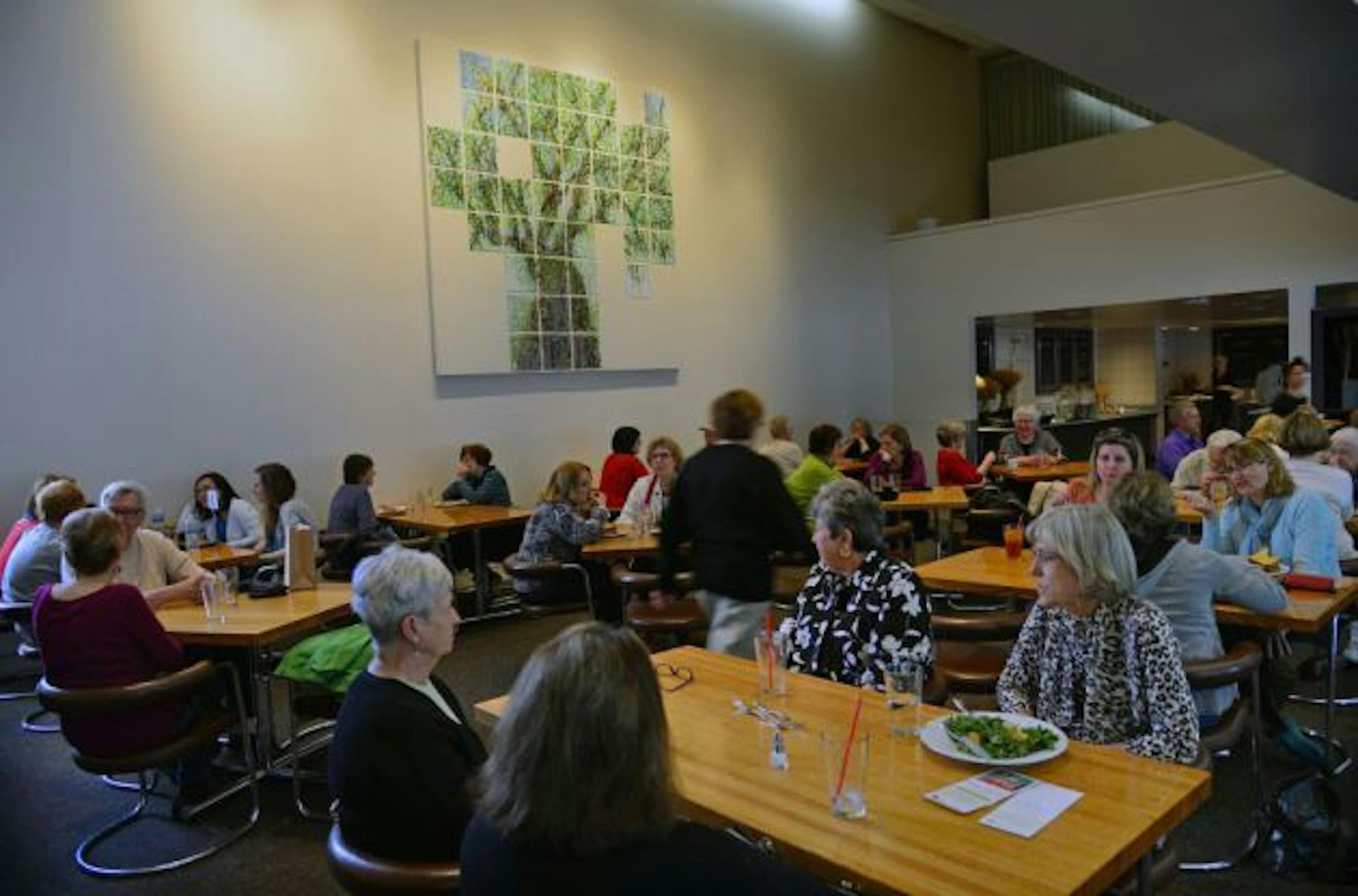 Grain Stack. main room with Jennifer Bartlett collage on the wall ]  Restaurant review. Grain Stack, at the Minneapolis Institute of Arts along with Half Pint and Dogwood.    Richard.Sennott@startribune.com Richard Sennott/Star Tribune  Minneapolis Minn. Friday 4/25/2014)  **    (cq)