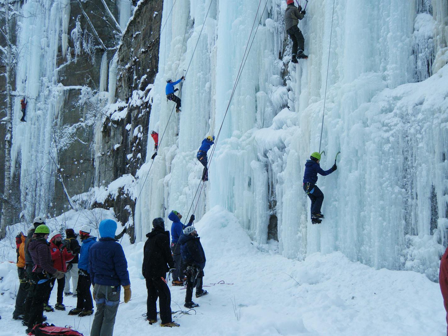 Ice climbing during the Sandstone Ice Festival.