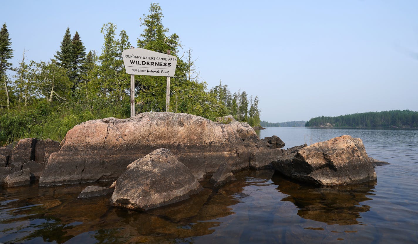 A sign in Seagull Lake marked an entrance to The Boundary Waters Canoe Area Wilderness. ] ANTHONY SOUFFLE • anthony.souffle@startribune.com