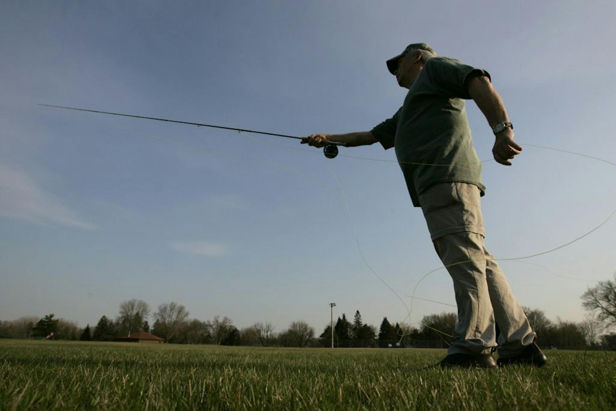 Even after decades as a fly-fishing instructor and consultant, 72-year-old Bob Nasby, here pictured in 2008, said that he casts for one to three hours every day to hone his considerable skills.