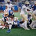 St. Michael-Albertville's David Collins scored a touchdown in the first half. Photographed on Thursday, October 15, 2020.