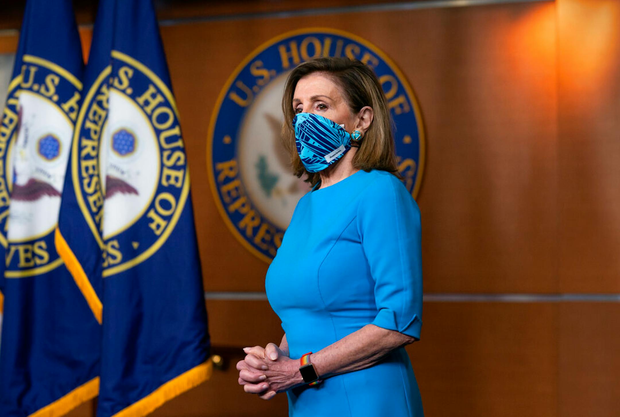 Speaker of the House Nancy Pelosi, D-Calif., met with reporters on Capitol Hill in Washington on Nov. 12.