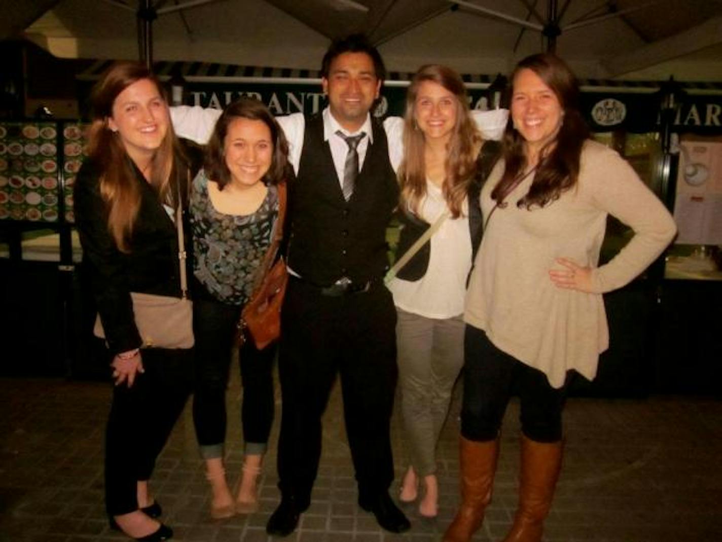 Kelsey, Tina, Leah and I with our friendly waiter Sol