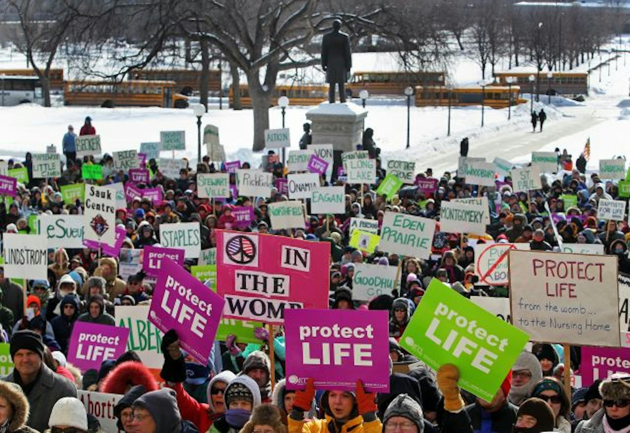 The annual MCCL March for Life took place at the Capitol marking the 38th anniversary of Roe vs. Wade - that legalized abortion - brought out a large crowd. In this photo:] A portion of the large crowd.