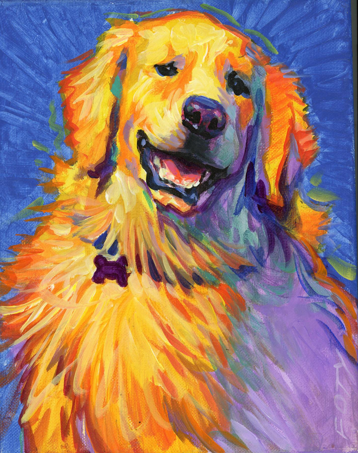 A portrait of a golden retriever by Minnetonka artist Tom Foty.