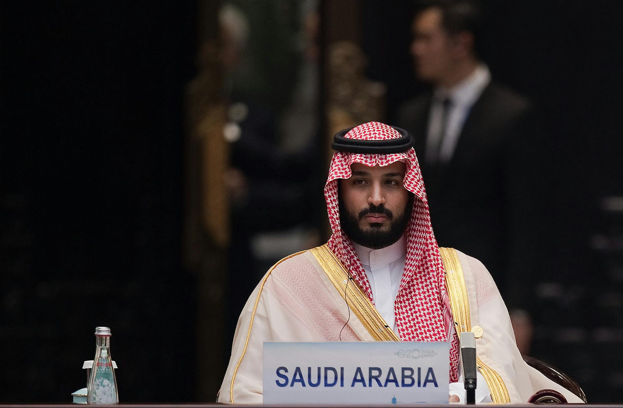 Saudi Arabia's Deputy Crown Prince and Minister of Defense Muhammad bin Salman listens to Chinese President Xi Jinping speak during the opening ceremony of the G-20 Leaders Summit in Hangzhou, China, Sunday, Sept. 4, 2016. (Nicolas Asfouri/Pool Photo via AP) ORG XMIT: BKCD155