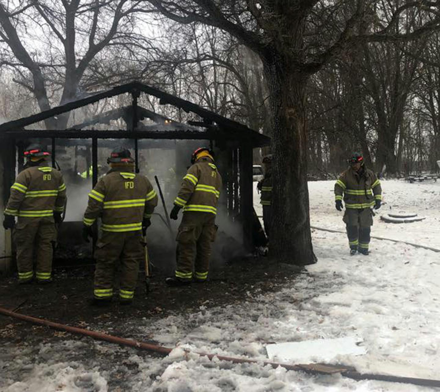 A shed caught fire because of lightning during Thursday's intense storm.