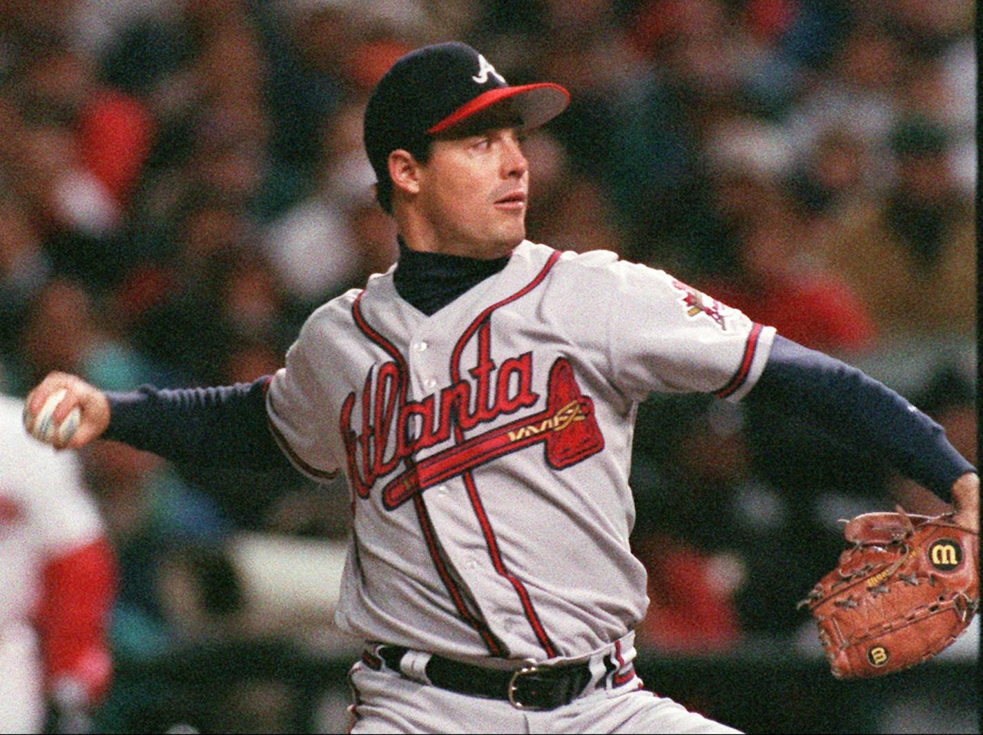 FILE -- Atlanta Braves Greg Maddux pitches to the Cleveland Indians in the first inning of Game Five of the World Series at Jacobs Field in Cleveland in this Oct. 26, 1995 photo.