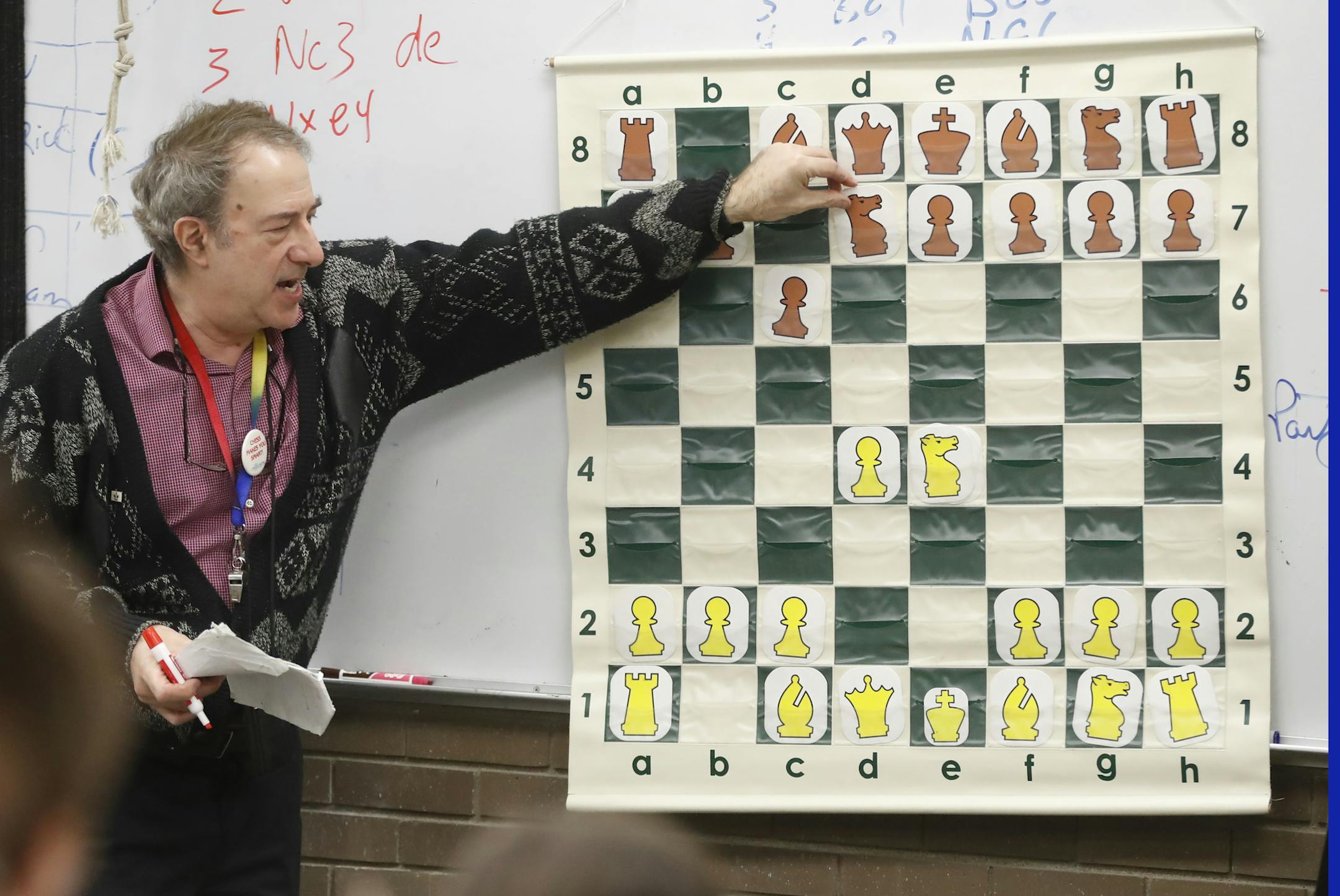 Chess coach Brian Ribnick shows players a few traps to set up or avoid at the beginning of a game.] The Burnsville Metcalf Junior High School chess team lost out on a national championship to a school from Texas which now has been found to have cheated in a scheme directed by the team's coach.RICHARD TSONG-TAATARII &#xa5; richard.tsong-taatarii@startribune.com