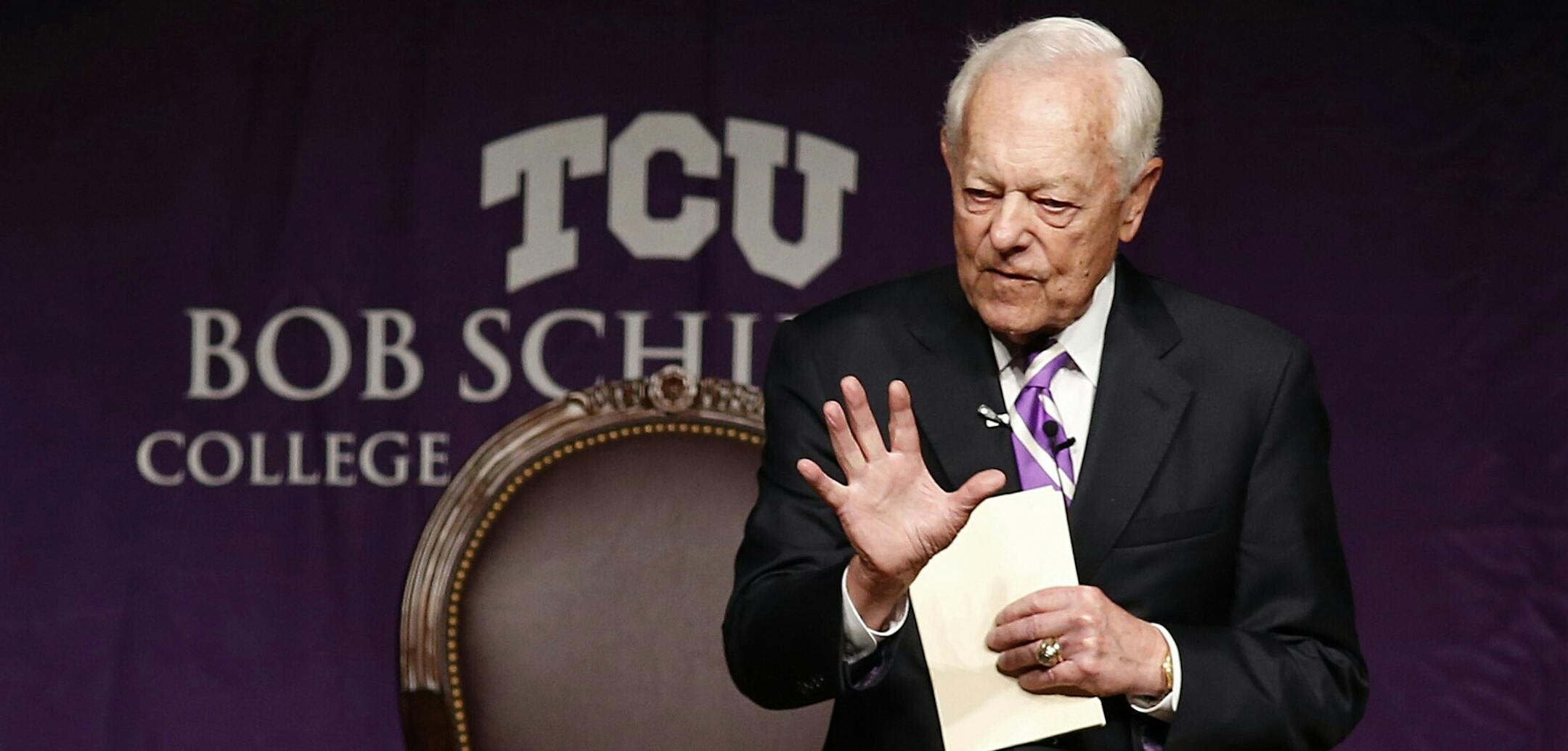 Bob Schieffer opens the 11th annual Schieffer Symposium on the News at Texas Christian University on Wednesday, April 8, 2015, in Fort Worth, Texas. (Ron T. Ennis/Fort Worth Star-Telegram/TNS) ORG XMIT: 1166411