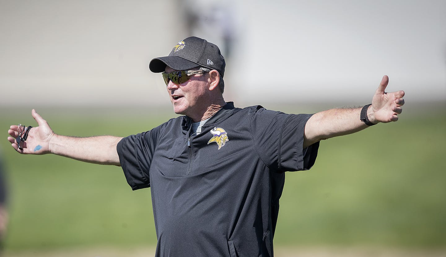 Vikings Head Coach Mike Zimmer took to the field during a mandatory Vikings three-day minicamp at the TCO Performance Center, June 13, 2018 in Eagan, MN. ] ELIZABETH FLORES &#xef; liz.flores@startribune.com