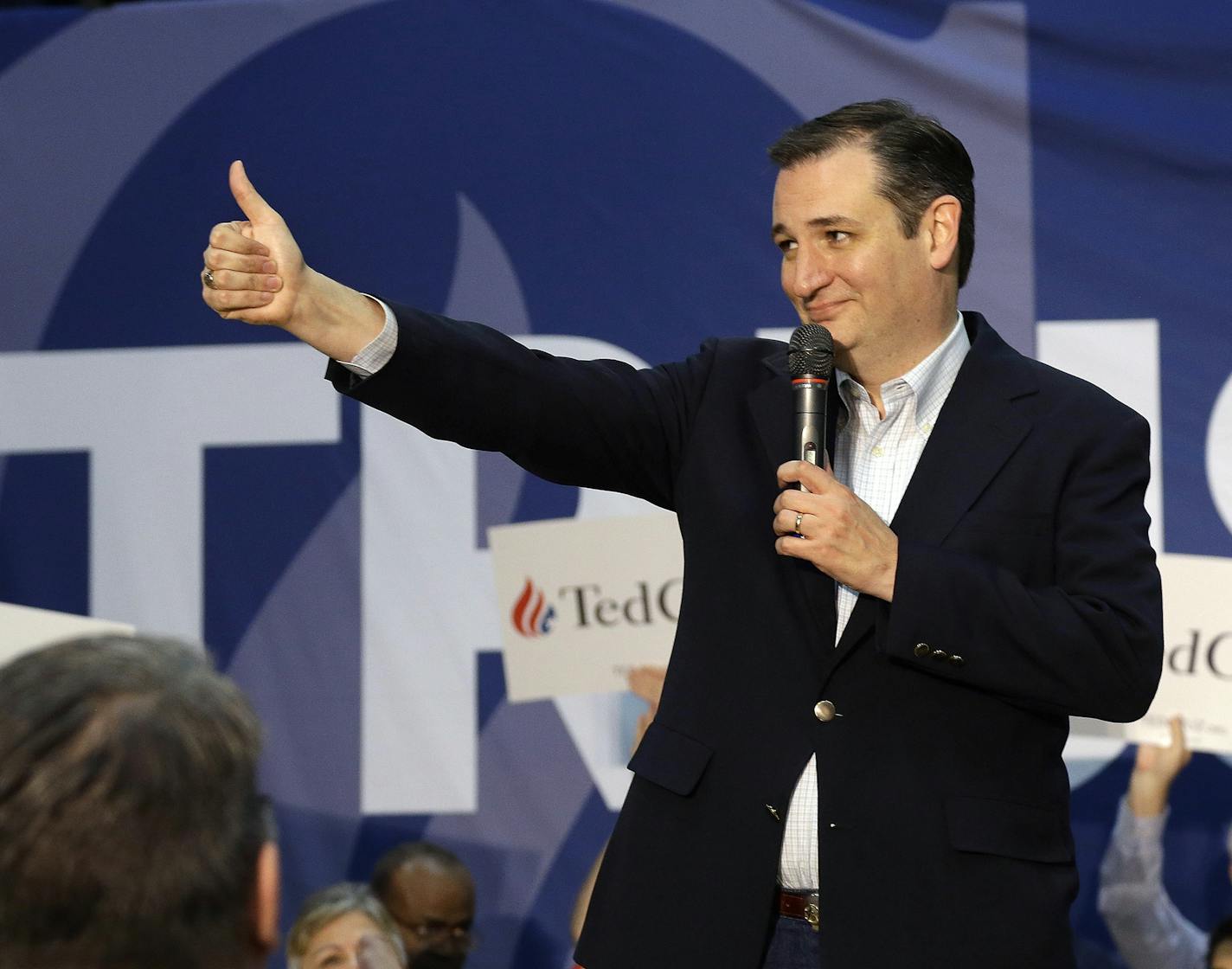 Republican presidential candidate, Sen. Ted Cruz, R-Texas, speaks during a campaign rally at Parkway West High School Saturday, March 12, 2016, in Ballwin, Mo. (AP Photo/Seth Perlman)