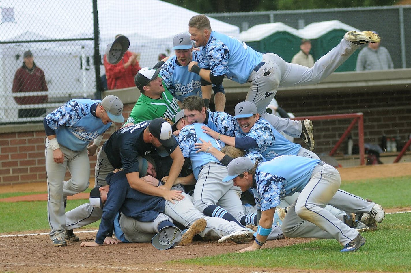 Fairmont players celebrated their 12-0 victory over St. Patrick's in the Class C championship game.