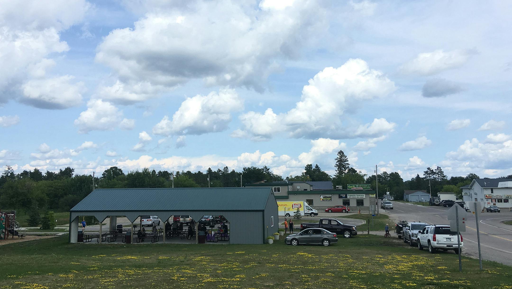 Laporte, pop. 116, has erected a shelter and playground at the trailhead for the Paul Bunyan Trail.