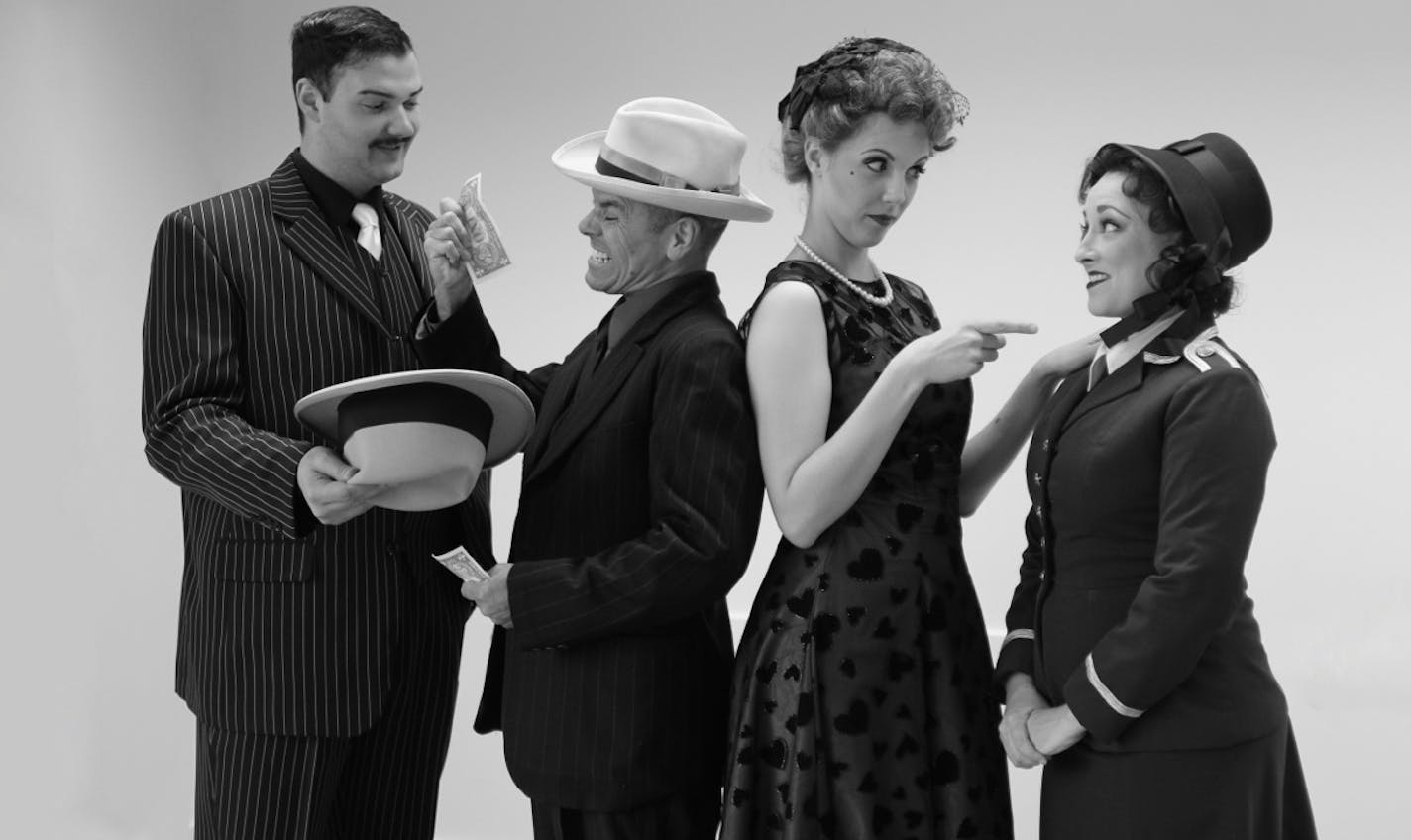 Joshua Paul Smith, Bill Rolon, Rachel Weber and Holli Richgels in "Guys and Dolls" at Bloomington Civi Theater.