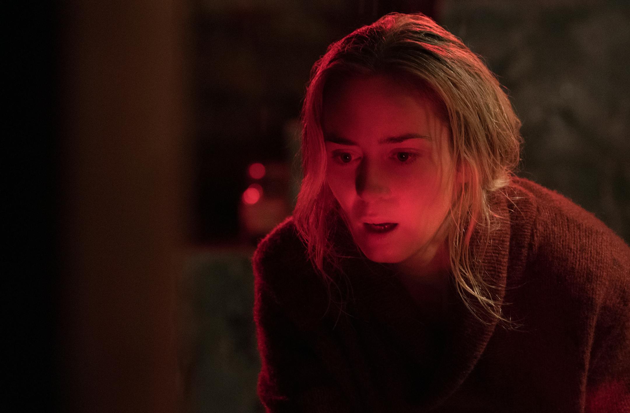 This image released by Paramount Pictures shows Emily Blunt in a scene from "A Quiet Place." Horror has emerged as one of the most bankable and inventive genres for a Hollywood desperate for hits. The $50 million debut of John Krasinksi's "A Quiet Place" suggests horror's big 2017 has carried over to 2018. (Jonny Cournoyer/Paramount Pictures via AP)