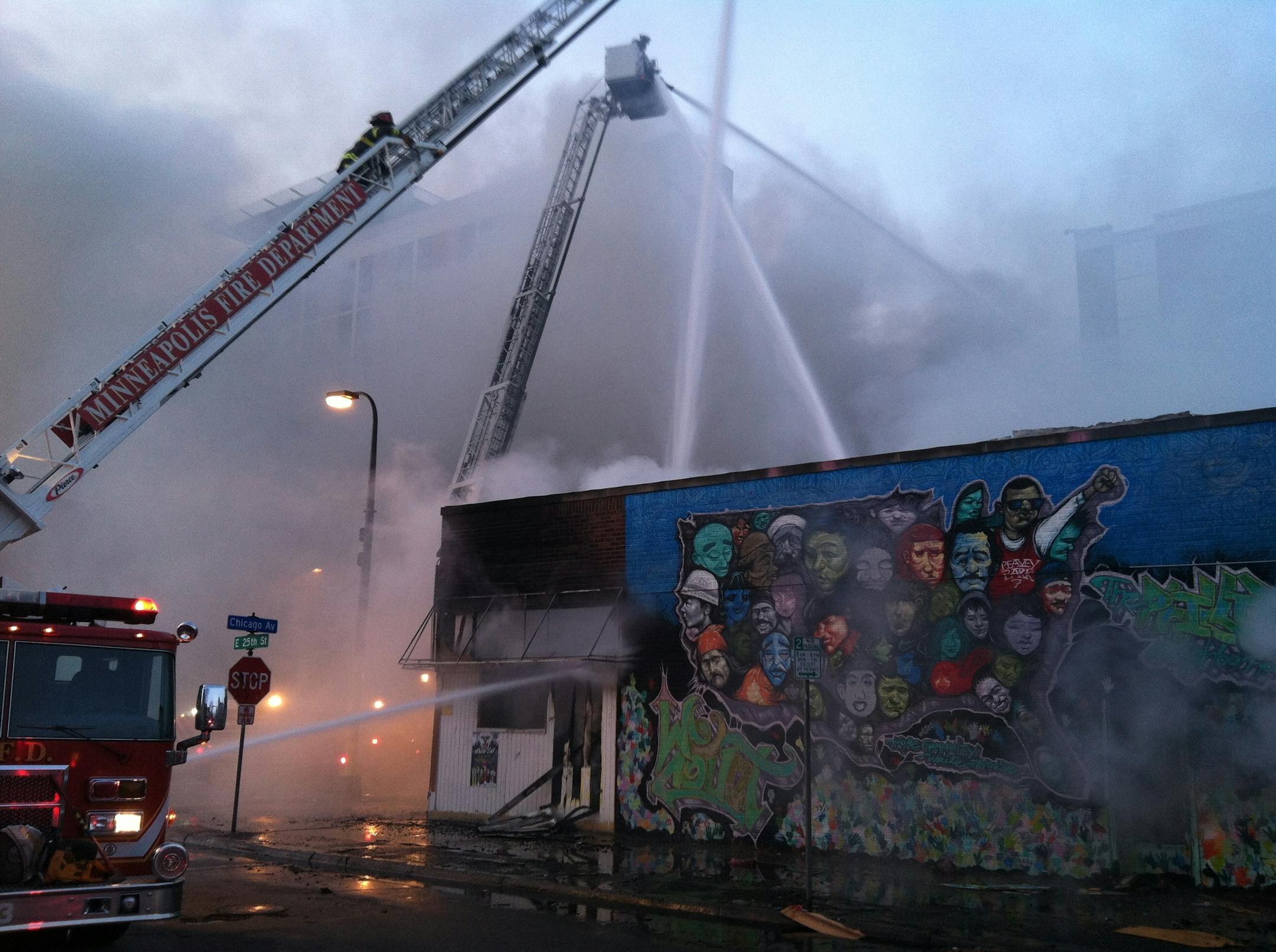 A fire, which began around 4 a.m., is believed to be at the Chicago Avenue Food and Deli in south Minneapolis.