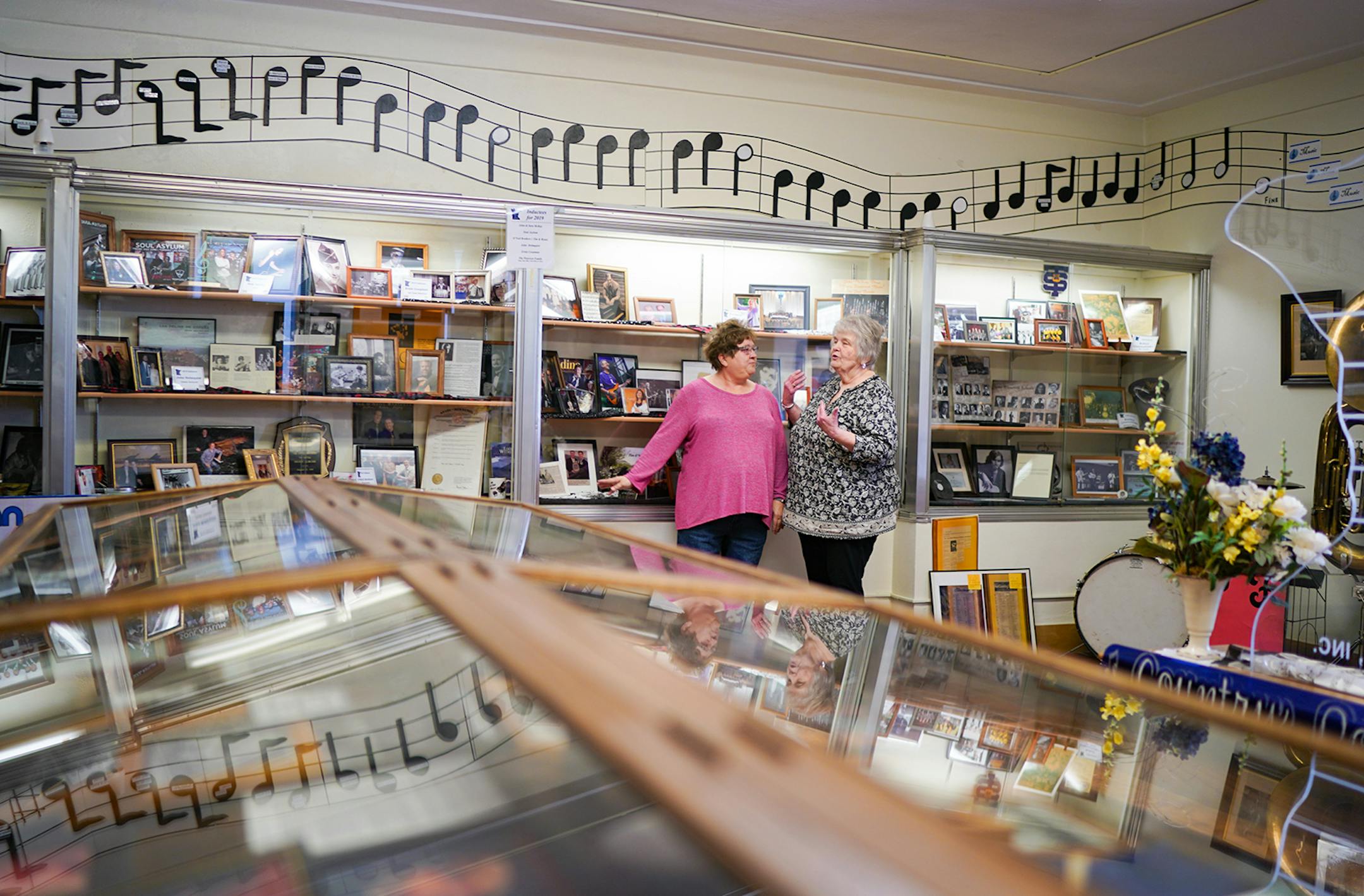 Dodie Wendinger, the former executive director and Bonnie Ubl, assistant director of the Minnesota Music Hall of Fame in New Ulm, Minnesota.