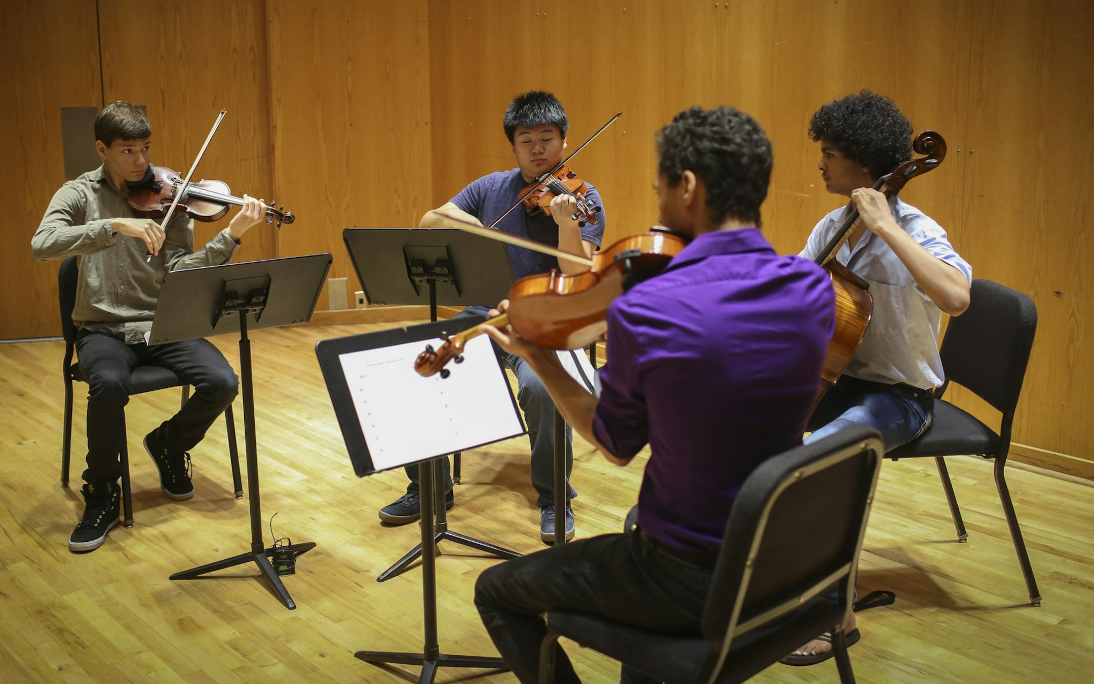 From left, Julian Maddox, Jason Shu, Alastair Witherspoon and Nygel Witherspoon played “Planetery Bands, Warming World” at the U.