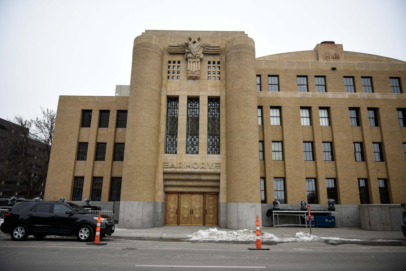 The Armory's Portland Avenue entrance shows off its historic art-deco flourishes.