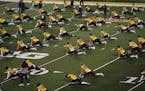 The Minnesota Gophers warmed up before a game against Purdue.