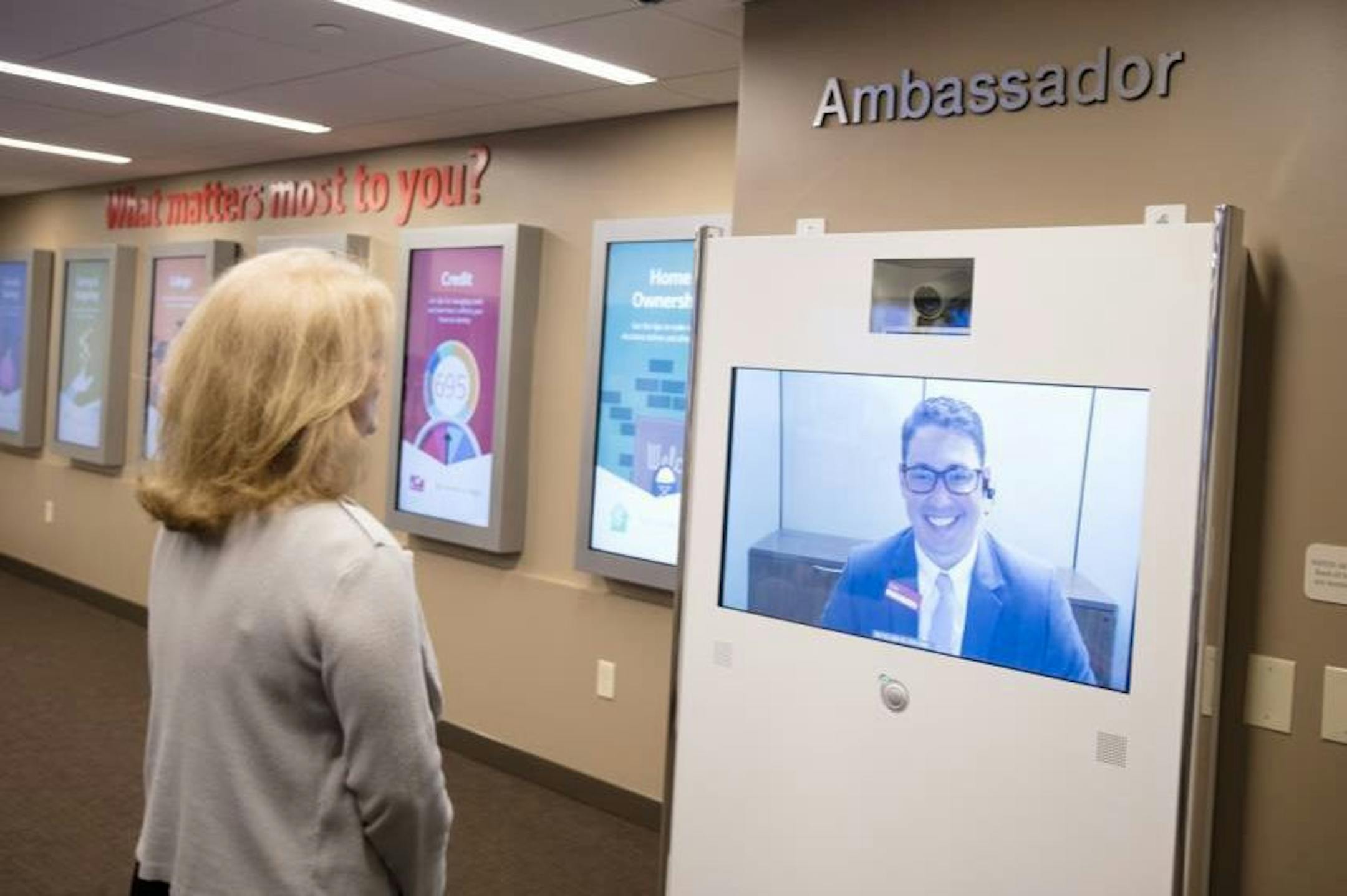 Bank of America wants to open a branch with no tellers on site in Minneapolis, but is running into opposition from the city. This is the "advanced center" in Charlotte, N.C.