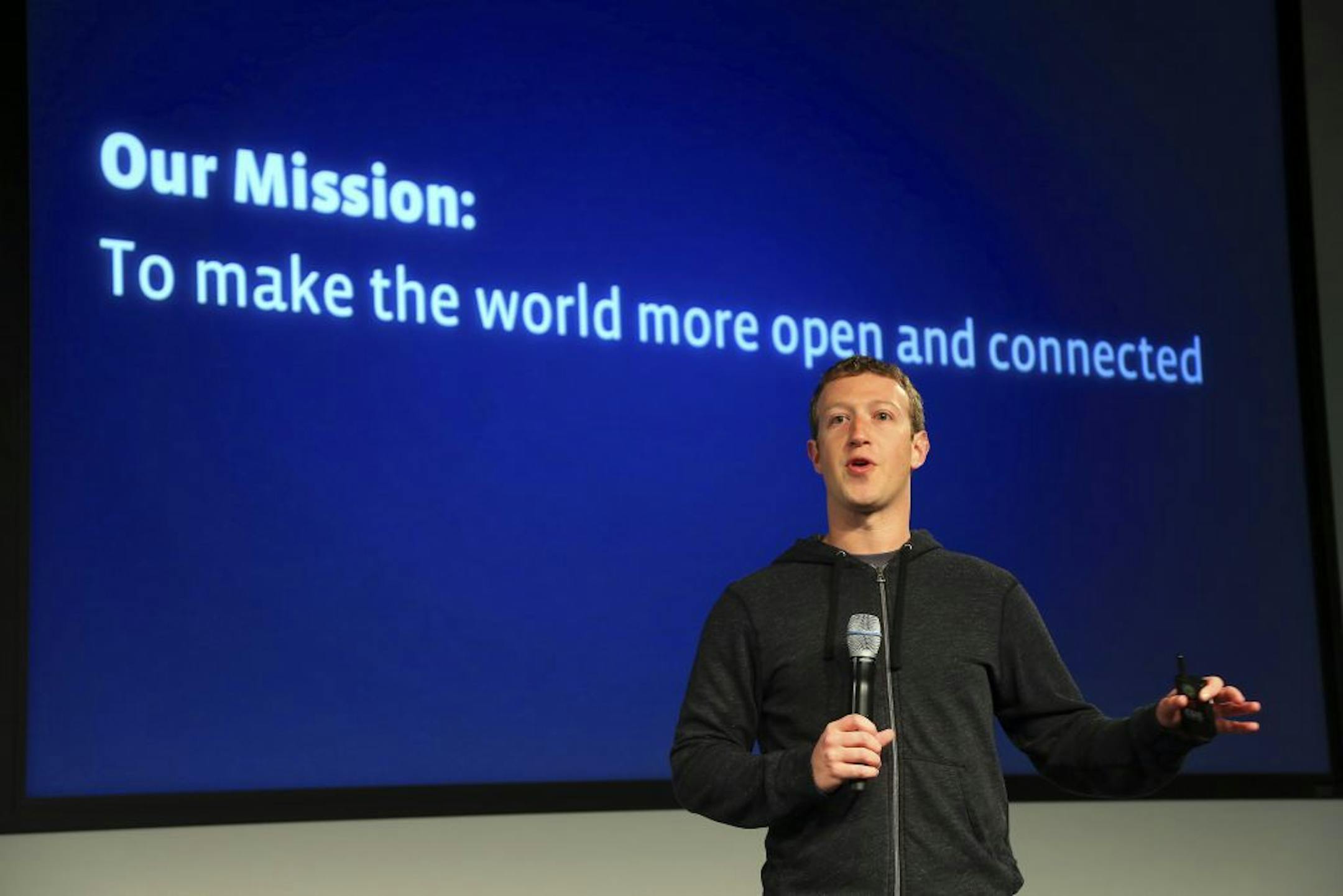 Mark Zuckerberg, Facebook's chief executive, speaks at a news conference at the company's headquarters in Menlo Park, Calif., March 7, 2013. Zuckerberg announced a substantial redesign of Facebook's News Feed — a makeover aimed both at keeping users glued to the social network and luring more advertising dollars.