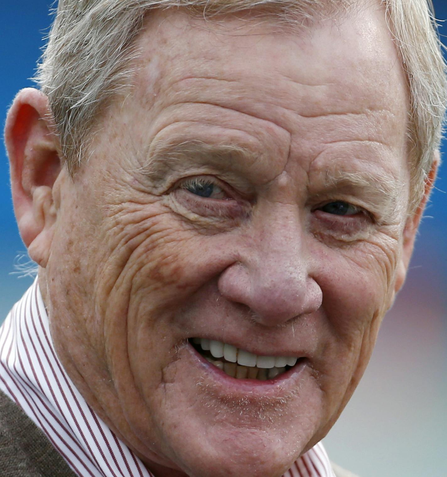 FILE - In this Sunday, Dec. 9, 2012 file photo, former team general manager Bill Polian on the Atlanta Falcons sidelines before an NFL football game against the Carolina Panthers in Charlotte, N.C. Junior Seau, Jerome Bettis, Tim Brown, Charles Haley and Will Shields were elected Saturday, Jan. 31, 2015 to the Pro Football Hall of Fame along with Bill Polian, Ron Wolf, and senior selection Mick Tingelhoff. (AP Photo/Bob Leverone, File)