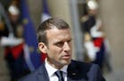 French President Emmanuel Macron attends a joint press conference with Dutch Prime Minister Mark Rutte after their meeting at the Elysee Palace in Par
