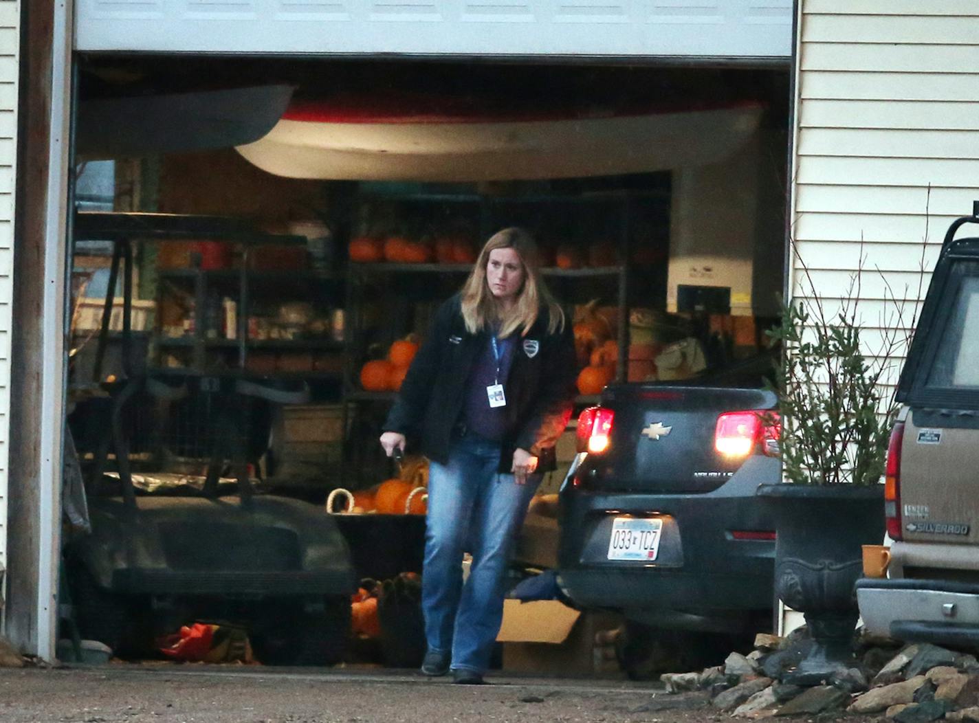 A police car was driven into a garage where it appeared that Gianna and Samantha Rucki were loaded into it. The girls have been missing in April 2013. Wednesday November 18, 2015 in Herman, MN. ] Jerry Holt/ Jerry.Holt@Startribune.com