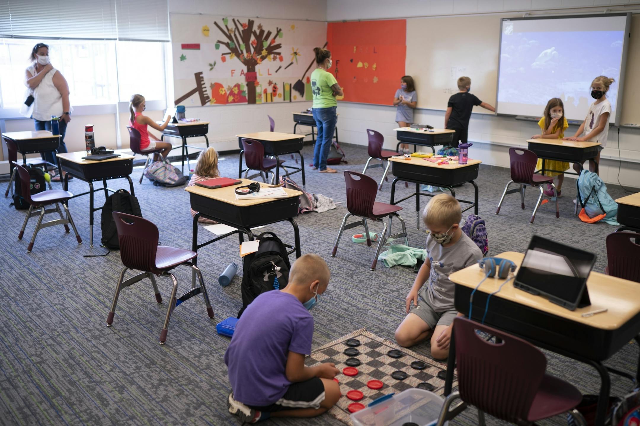 Second grade kids took part in a variety of activities before joining other in-school daycare kids for supervision by YMCA staffers.