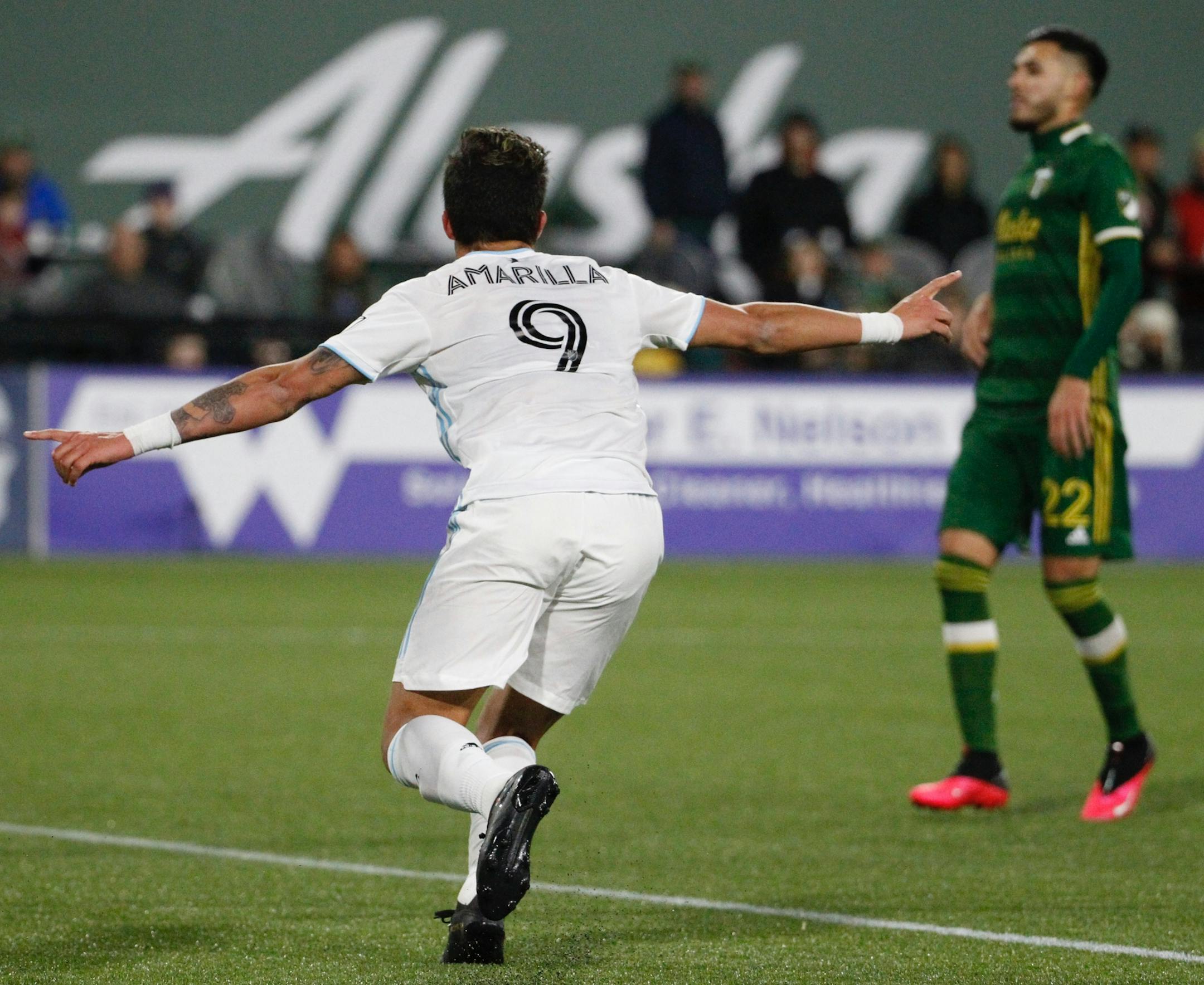 Minnesota United forward Luis Amarilla celebratea a goal earlier this season.