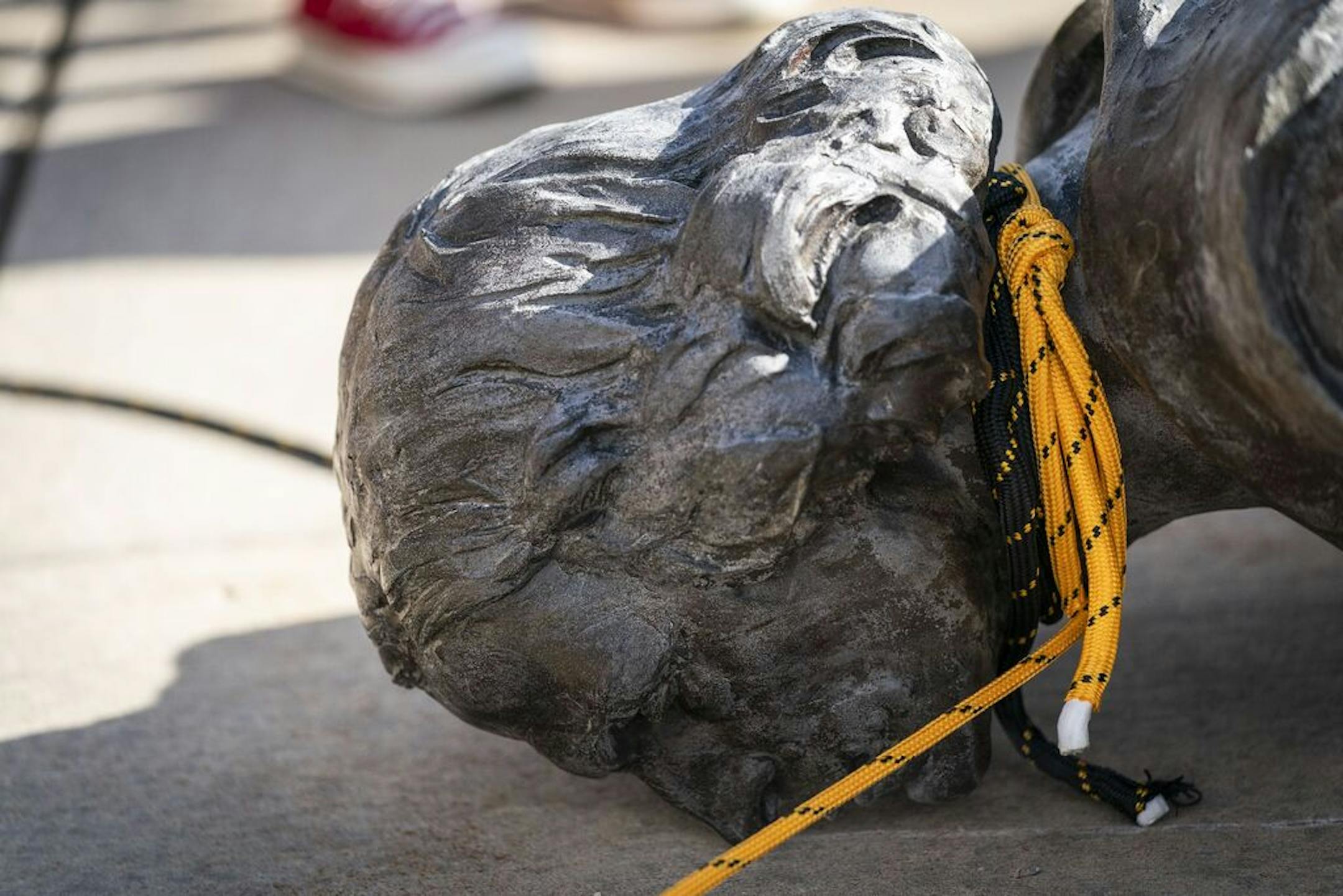 Activists pulled down the statue of Christopher Columbus in front of the Minnesota State Capitol in June 2020. ] LEILA NAVIDI • leila.navidi@startribune.com