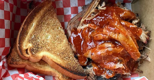 Pulled pork at Bark and the Bite barbecue restaurant.